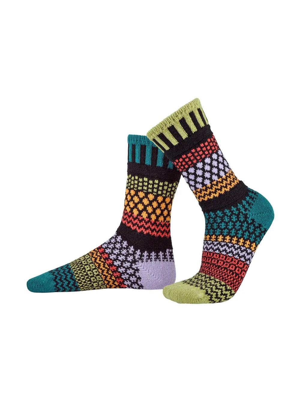 Solmate Artichoke Mismatched Crew Socks – Unisex Medium – WMN 8-10 MEN 7-9